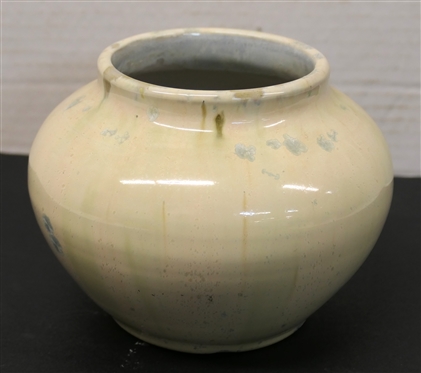 Pisgah Forest Crystalline Glazed Vase - White Body with Light Blue Green Crystals - Stamped on Bottom - Vase is 5 Tall 5 Across