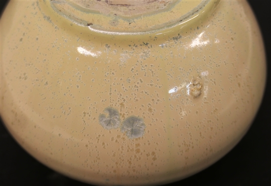 Pisgah Forest Crystalline Glazed Vase - White Body with Light Blue Green Crystals - Stamped on Bottom - Vase is 5 Tall 5 Across