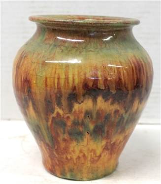 1930''s Rainbow / A.R. Cole - North Carolina Pottery Vase - Unsigned - Very Colorful Glaze - Vase is 6 Tall 