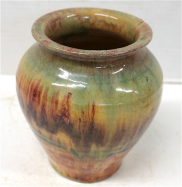 1930''s Rainbow / A.R. Cole - North Carolina Pottery Vase - Unsigned - Very Colorful Glaze - Vase is 6 Tall 