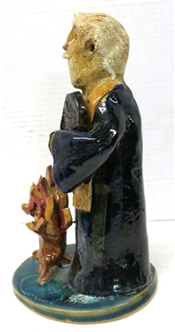 Crystal King Seagrove NC Art Pottery Sculpture of Moses and The Burning Bush - Dated 2008 - Signed on Bottom - Statue is 10 1/2 Tall 