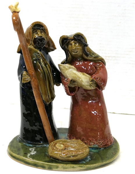 Crystal King Seagrove NC Art Pottery Nativity Sculpture  - Dated 2006 - 8 1/2" Tall 