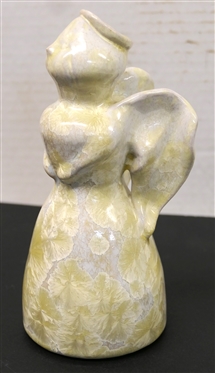 White Crystalline Art Pottery Angel Signed Forest 1995 - Angle Sculpture is 7 Tall 