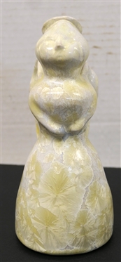 White Crystalline Art Pottery Angel Signed Forest 1995 - Angle Sculpture is 7 Tall 