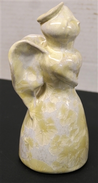White Crystalline Art Pottery Angel Signed Forest 1995 - Angle Sculpture is 7 Tall 