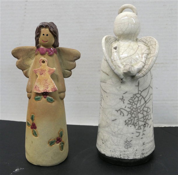 Fork Creek Mill - Anne Williams Art Pottery Angel Sculpture and Other Angel with Fork Creel Mill VA Angel Tag - Signed Sculpture is 9" Tall