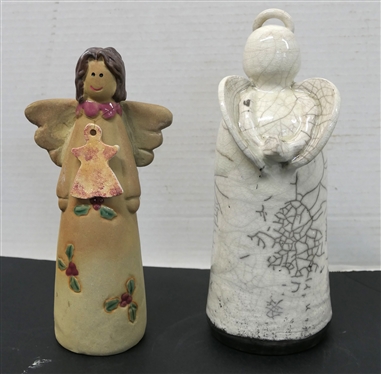 Fork Creek Mill - Anne Williams Art Pottery Angel Sculpture and Other Angel with Fork Creel Mill VA Angel Tag - Signed Sculpture is 9 Tall