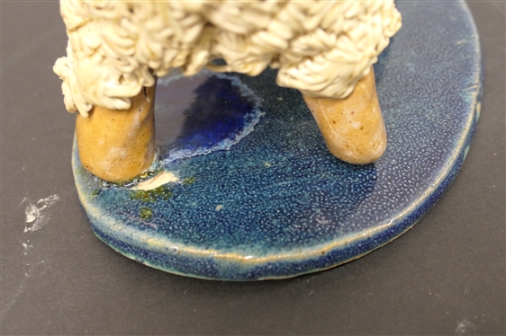 Crystal King - Seagrove NC Art Pottery Winged Sheep Sculpture - Dated 2004 - Statue is 7 Tall 9 Nose to Tail 