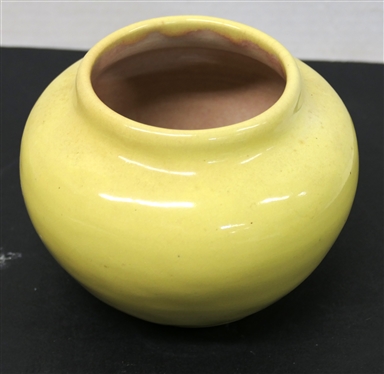 1936 Pisgah Forest - W.B. Stephen - Yellow Glazed Vase - 4 1/2 Tall 6 Across - Stamped on Bottom Pisgah Forest 1946 W.B. Stephen 1936
