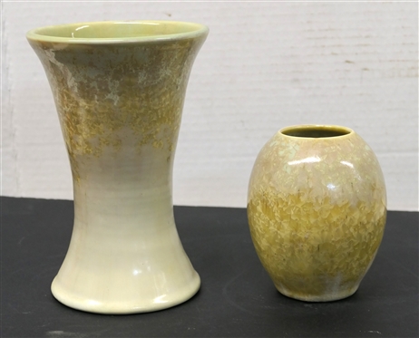 2 Pieces of Contemporary Pisgah Forest - North Carolina Art Pottery  - 6 3/4 Crystalline Vase - 1926 -  1995 Dated on Bottom and 4 Egg Vase - Not Dated - Stamped Pisgah Forest 