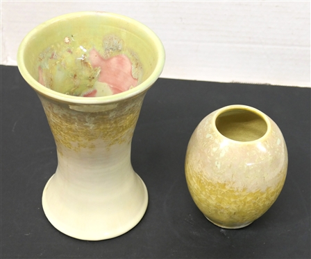 2 Pieces of Contemporary Pisgah Forest - North Carolina Art Pottery  - 6 3/4 Crystalline Vase - 1926 -  1995 Dated on Bottom and 4 Egg Vase - Not Dated - Stamped Pisgah Forest 