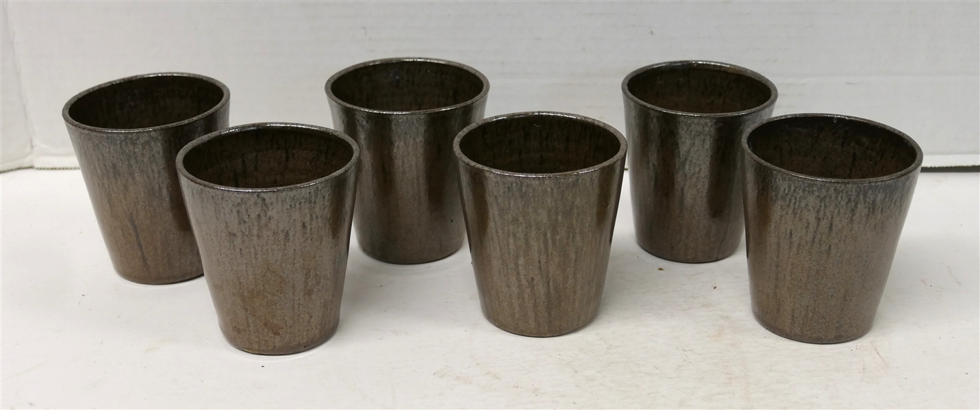 6 - A.R. Cole Pottery - Sanford, NC - Pottery Tumblers - 3" Tall 3" Wide - All Stamped on Bottoms 