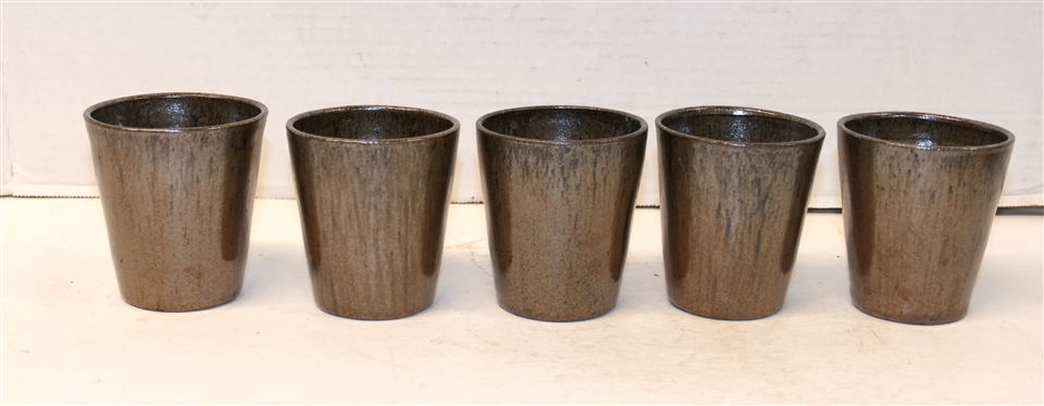 6 - A.R. Cole Pottery - Sanford, NC - Pottery Tumblers - 3 Tall 3 Wide - All Stamped on Bottoms 