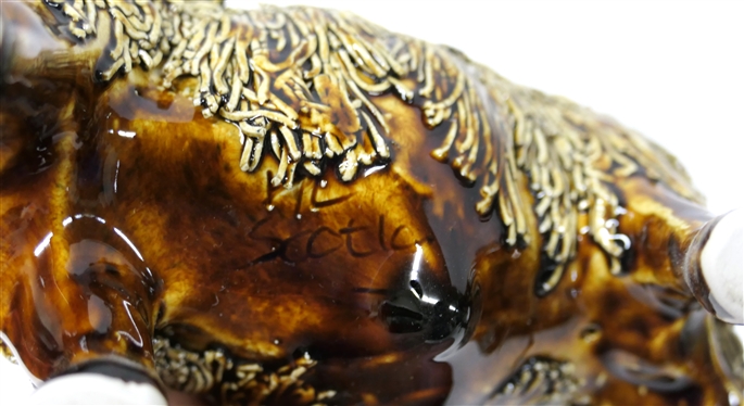 4 Art Pottery Animals - Highland Cow Signed HL Scotland, Why Not Pottery Signed Snake, Dog, and Rabbit - Cow is 5 Tall 9 Long - Snake is 10 Long 