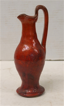 Handmade by North State Pottery Sanford, NC (1939  -1959) Red Glazed Rebecca Pitcher - 7 Tall to Top of Handle 