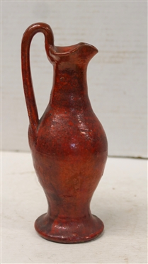 Handmade by North State Pottery Sanford, NC (1939  -1959) Red Glazed Rebecca Pitcher - 7 Tall to Top of Handle 