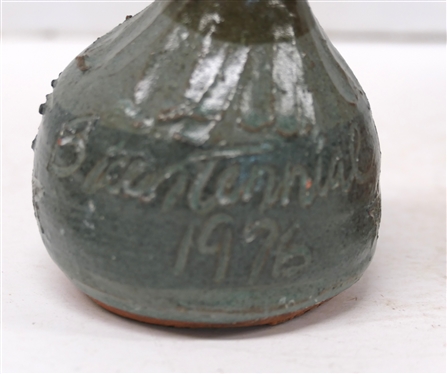 Mack Chrisco North Carolina Art Pottery Chalace and Regional Charlotte Bicentennial 1976 Handmade Pottery Vase - Chalice is 7 3/4 Tall , Vase is 3 3/4 Tall - Some Tiny Flake on Top Edge of Vase