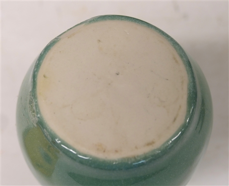 2 Pieces of Signed Pisgah Forrest Art Pottery - Both with Weak Stamps -Dates Illegible -Mint Green Glazed Vase 5 Tall and Other Green Vase 5 1/2 Tall 
