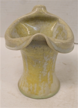 1996 Pisgah Forest Crystalline Folded Edge Vase - Stamped and Dated - Vase is 5 3/4 Tall 