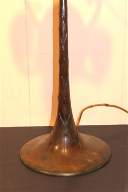 Incredible Tiffany Studios Bronze Lamp Base Tiffany Studios New York  Number 477 - 438 - B - 6 Lights - Leaf Motif on Lamp Pedestal - Base is 27 To Bulbs 