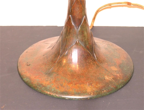 Incredible Tiffany Studios Bronze Lamp Base Tiffany Studios New York  Number 477 - 438 - B - 6 Lights - Leaf Motif on Lamp Pedestal - Base is 27 To Bulbs 