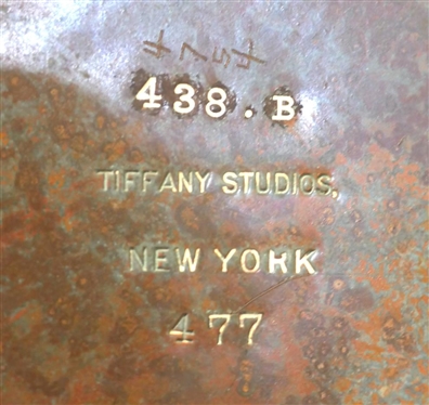 Incredible Tiffany Studios Bronze Lamp Base Tiffany Studios New York  Number 477 - 438 - B - 6 Lights - Leaf Motif on Lamp Pedestal - Base is 27 To Bulbs 