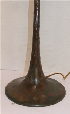 Incredible Tiffany Studios Bronze Lamp Base Tiffany Studios New York  Number 477 - 438 - B - 6 Lights - Leaf Motif on Lamp Pedestal - Base is 27 To Bulbs 