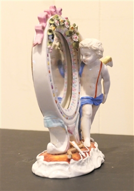 Dresden / Meissen Cherub Figural Dresser Mirror - 8 1/4 Tall 6 Wide