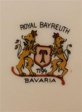 24 Pieces of Royal Bayreuth Bavaria China - Beautiful Floral Centers with Black Border and Gold Trim - 8 Square Dessert Plates and Cup and Saucer Sets