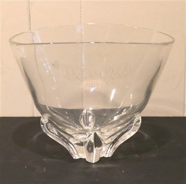 Large Steuben Oval Bowl - Signed Steuben on Base - Etched LKZ * RMZ - July 20 1929 - 1979 - Bowl is 8 Tall 10 By 8 1/2 
