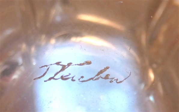Large Steuben Oval Bowl - Signed Steuben on Base - Etched LKZ * RMZ - July 20 1929 - 1979 - Bowl is 8 Tall 10 By 8 1/2 