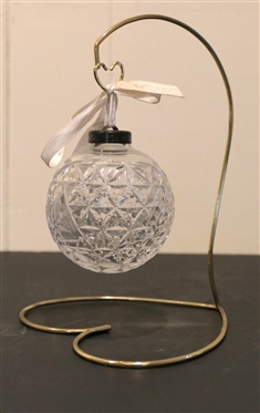 Waterford Crystal Times Square 2000 Crystal Christmas Ornament with Stand - Signed on Bottom - Ball is Approx. 3" 
