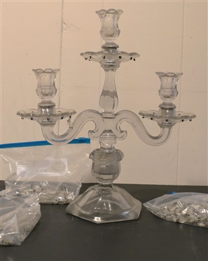 3 Light Candelabra with Crystals - Can Be Re Configured Many Ways - Candle Cups and Bobeches Screw In - Candelabra is 16  Tall 
