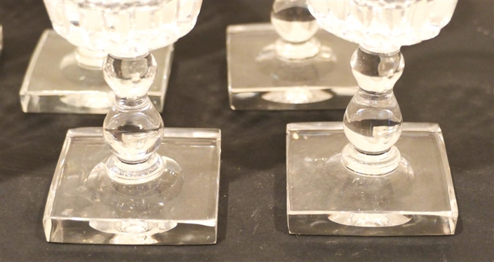 12 Very Nice Pairpoint Sunburst Footed Goblets with Square Bases - Ball Stems - Each is 5 1/2 Tall - 1 Has A Chipped Base - 