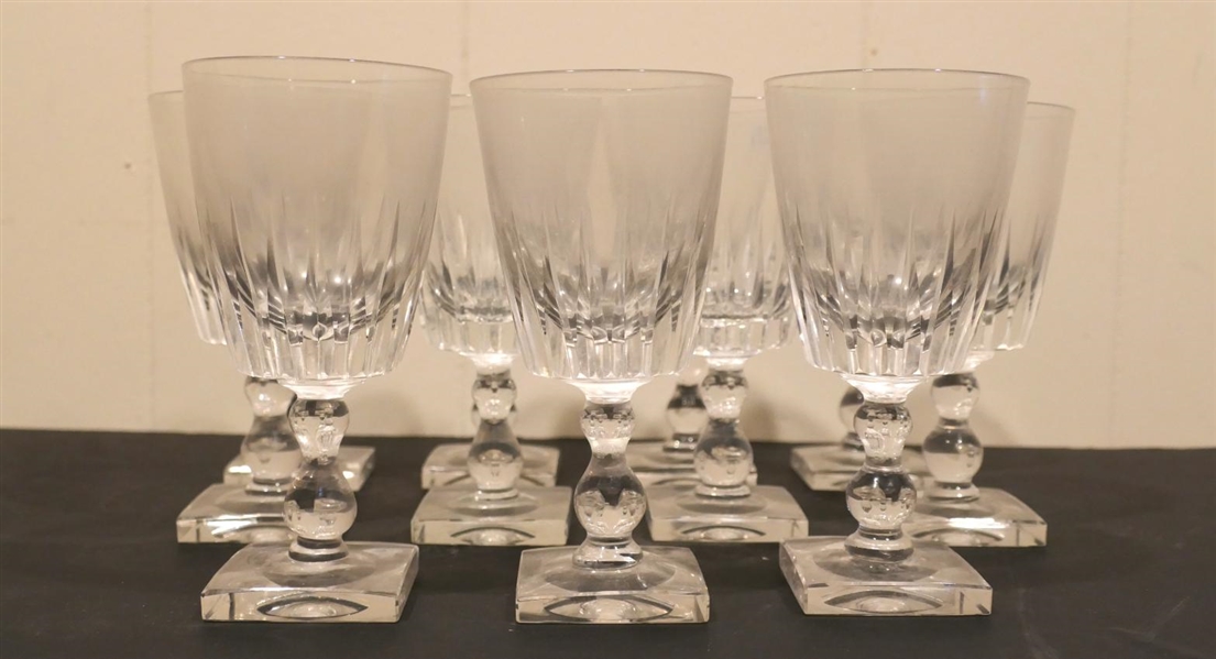 11 Very Nice Footed Larger "Pairpoint Sunburst"  Goblets with Square Bases - Ball Stems Each Goblet is 6 3/4" Tall 