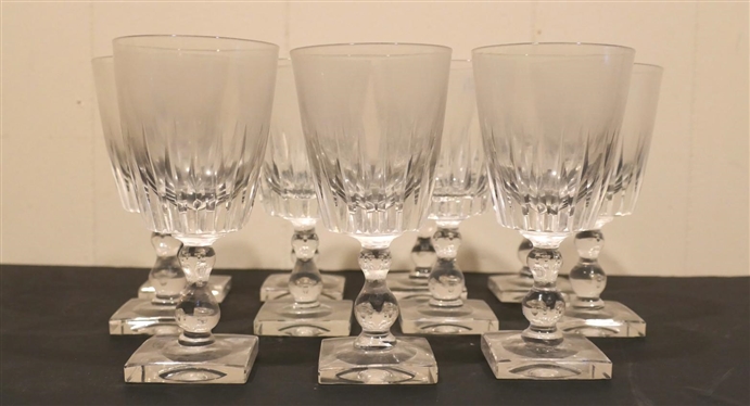 11 Very Nice Footed Larger Pairpoint Sunburst  Goblets with Square Bases - Ball Stems Each Goblet is 6 3/4 Tall 