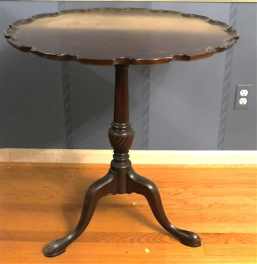 Queen Anne Style Tea Table with Pie Crust Top - Queen Anne Padded Slipper Foot - Urn Style Pedestal Base - Table is 29 1/2 Tall 28 Across
