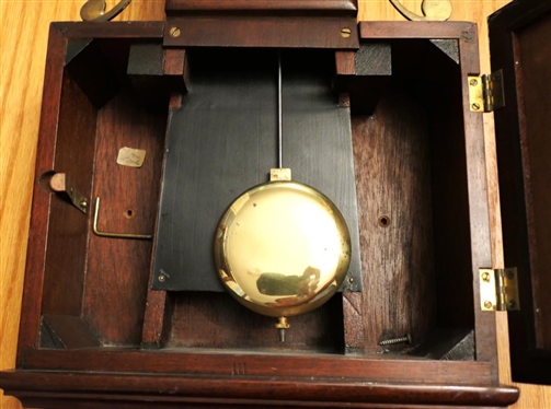 Federal Banjo Clock with Reverse Panted Fronts - Perry''s Victory Painted on Door - Chiming Movement - Brass Eagle Finial and Gallery - Clock is 40 Long 