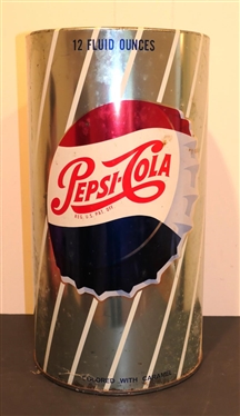 Very Cool Pepsi Cola Tin Wastebasket - 19 1/2 Tall - Some Pitting Around Bottom Edge 