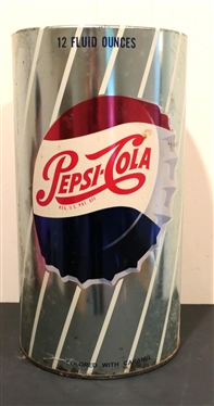 Very Cool Pepsi Cola Tin Wastebasket - 19 1/2 Tall - Some Pitting Around Bottom Edge 
