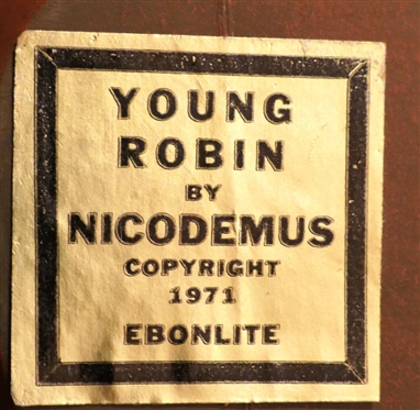 Young Robin By Nicodemus - 1971 Ebonlite - Composite Robin Figure - 3 1/2 Tall 3 1/2 Long