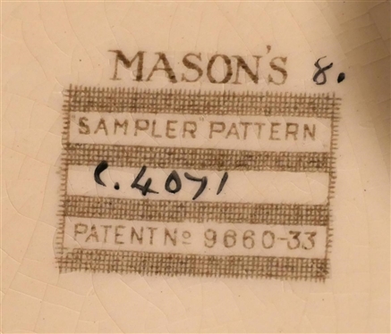 2 Mason''s England Sample Pattern Square Plates - 9 Across Equestrian Plates 