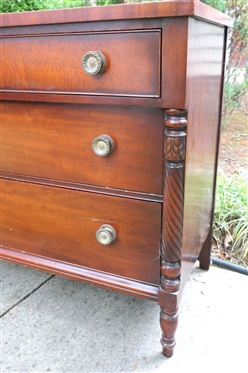 Mahogany Dresser with 3 Dovetailed Drawers - Solid Ends - Column Style Reeded Pilasters - Dresser is 36 tall 46 by 21 