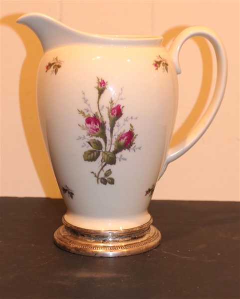 Rosenthal "Aida" Pitcher with Sterling Silver Base - Pitcher is 8 1/4"Tall - Sterling Rim is 3/4" Wide