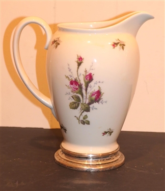 Rosenthal Aida Pitcher with Sterling Silver Base - Pitcher is 8 1/4Tall - Sterling Rim is 3/4 Wide