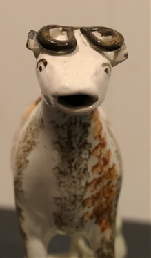 Late 18th Century Staffordshire Milk Cow with Milking Milk Maid - Statue is 6 1/2 Tall 6 1/2 Long - Some Rough Feeling Places Around Bottom Edge and One Ear