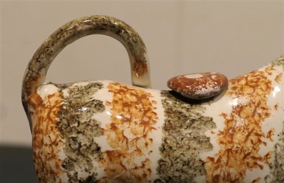 Late 18th Century Staffordshire Milk Cow with Milking Milk Maid - Statue is 6 1/2 Tall 6 1/2 Long - Some Rough Feeling Places Around Bottom Edge and One Ear