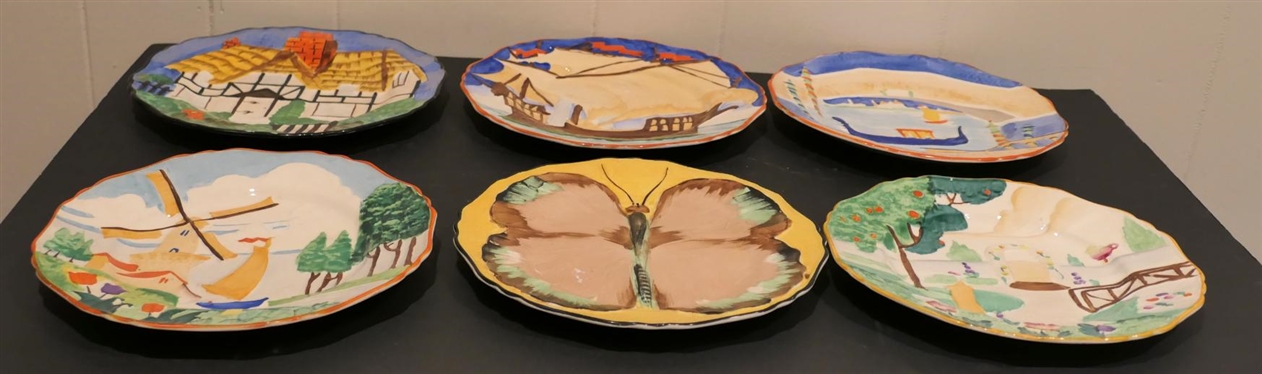 6 - Ivory Ware Hancock''s England Hand Painted Plates - Embossed and Hand Painted - Each Plate is 8 1/2 Across