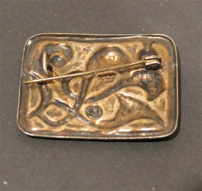Galle Norway Sterling Silver and Enamel Brooch / Pin - Colorful Abstract Design  - Pin is 1 3/4 By 1 1/4 