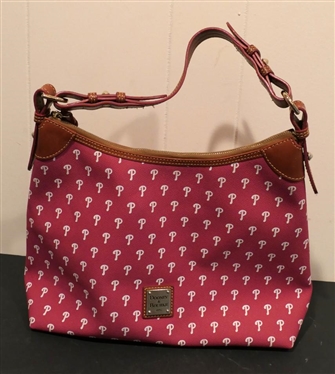Dooney & Bourke Philadelphia Phillies Purse - Red with P Logo - Leather Trim - Shows Very Minimal Use - Genuine Major League Baseball Merchandise Tag Inside 